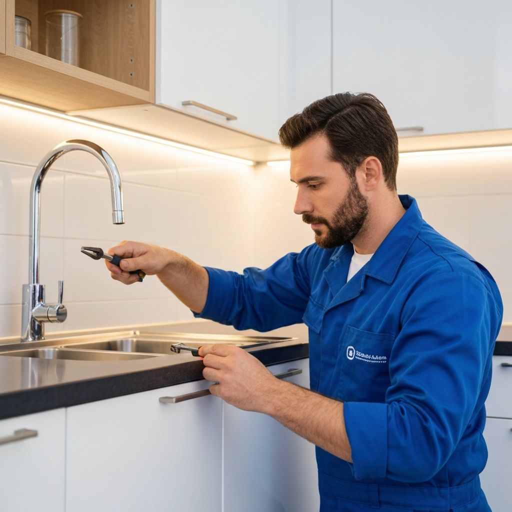 Professional plumber at work